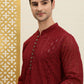 Men Maroon Paisley Regular Jashn Kurta with Patiala - House of Pataudi
