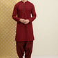 Men Maroon Paisley Regular Jashn Kurta with Patiala - House of Pataudi