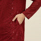 Men Maroon Paisley Regular Jashn Kurta with Patiala - House of Pataudi