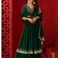 Embellished Sequinned Semi-Stitched Lehenga Choli With Dupatta - Green