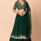 Embellished Sequinned Semi-Stitched Lehenga Choli With Dupatta - Green