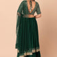 Embellished Sequinned Semi-Stitched Lehenga Choli With Dupatta - Green