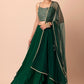 Embellished Sequinned Semi-Stitched Lehenga & Unstitched Blouse With Dupatta- Green