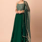 Embellished Sequinned Semi-Stitched Lehenga & Unstitched Blouse With Dupatta- Green