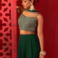 Embellished Sequinned Semi-Stitched Lehenga & Unstitched Blouse With Dupatta- Green