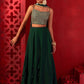 Embellished Sequinned Semi-Stitched Lehenga & Unstitched Blouse With Dupatta- Green