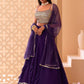 Embellished Sequinned Semi-Stitched Lehenga & Unstitched Blouse With Dupatta-Purple