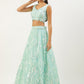 Embroidered Sequinned Semi-Stitched Lehenga and Unstitched Blouse With Dupatta - Blue