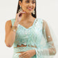 Embroidered Sequinned Semi-Stitched Lehenga and Unstitched Blouse With Dupatta - Blue