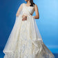 Embroidered Sequinned Semi-Stitched Lehenga and Unstitched Blouse With Dupatta - White
