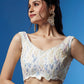 Embroidered Sequinned Semi-Stitched Lehenga and Unstitched Blouse With Dupatta - White