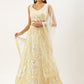 Embroidered Sequinned Semi-Stitched Lehenga and Unstitched Blouse With Dupatta - Beige