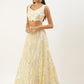 Embroidered Sequinned Semi-Stitched Lehenga and Unstitched Blouse With Dupatta - Beige