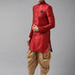 Men Maroon Self-Design Slim Fit Sherwani Top