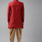 Men Maroon Self-Design Slim Fit Sherwani Top