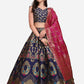 Ready to Wear Lehenga & Unstitched Blouse With Dupatta - Navy & Pink