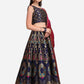 Ready to Wear Lehenga & Unstitched Blouse With Dupatta - Navy & Pink
