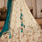 TEAL - Tissue Fabric Sequinse embroidery Semi-Stitched Lehenga choli & Dupatta