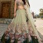 GREEN - Net Sequence Embroidery Semi-Stitched Lehenga choli & Dupatta