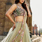 GREEN - Net Sequence Embroidery Semi-Stitched Lehenga choli & Dupatta