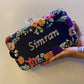 Customised Floral Embroidered Clutch with Transparent Knob - Blacks