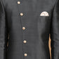 Men Grey Solid Silk Sherwani Jacket