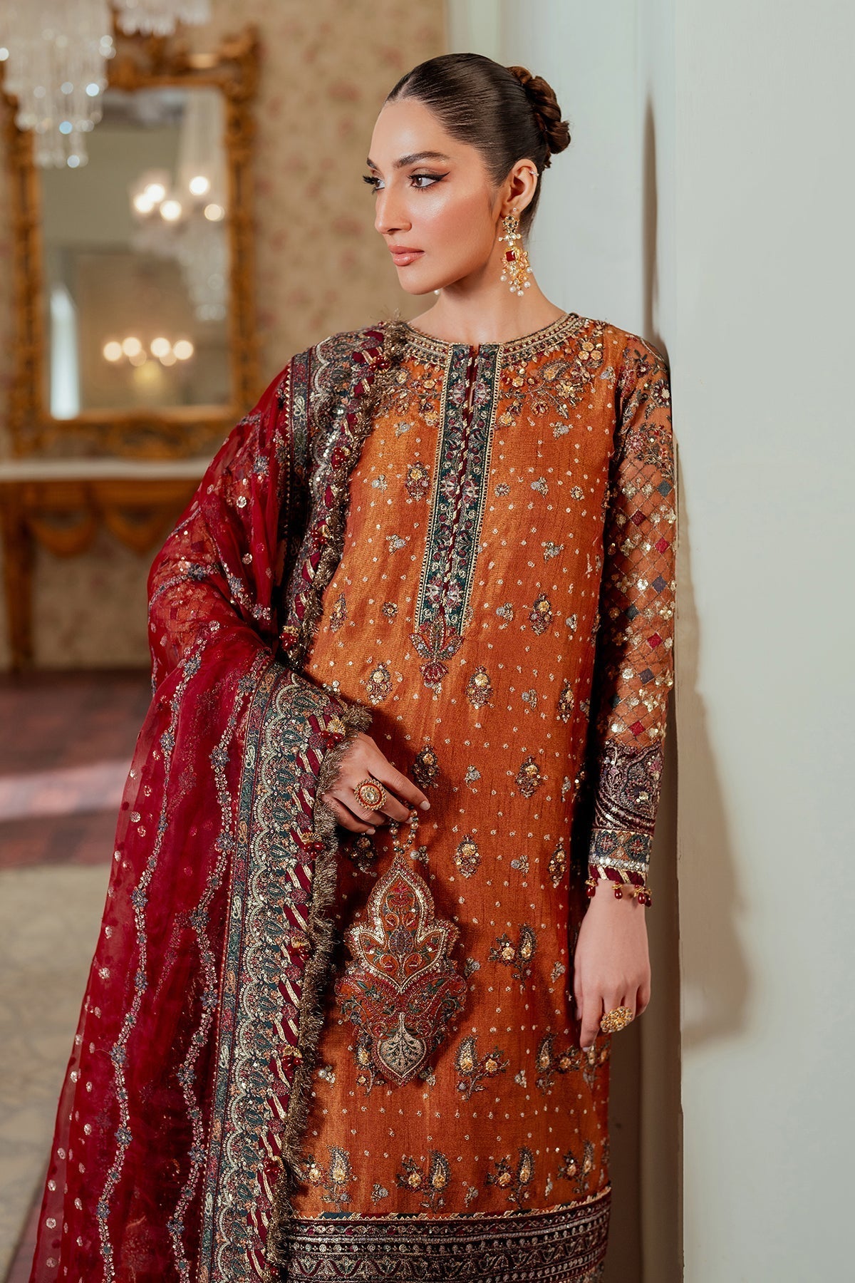 Embroidered Hand Embellished Tilla Work Suit