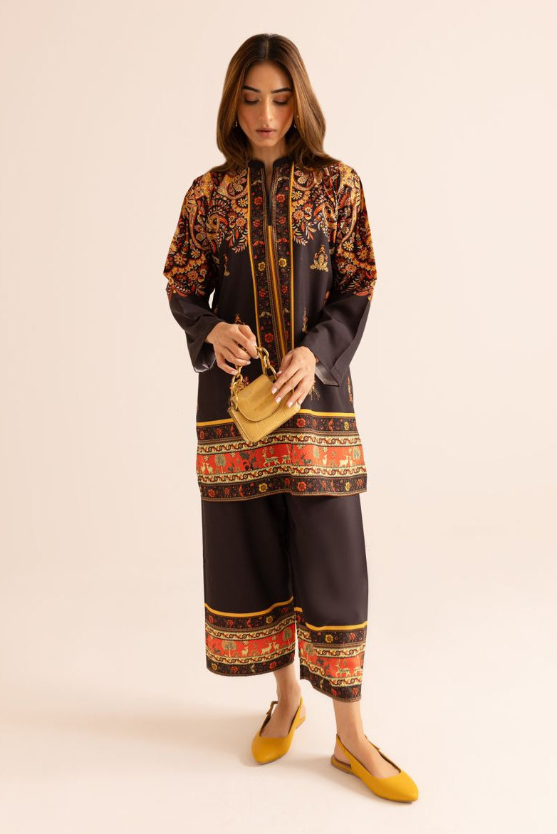 Poly lawn Co Ord Set in Black