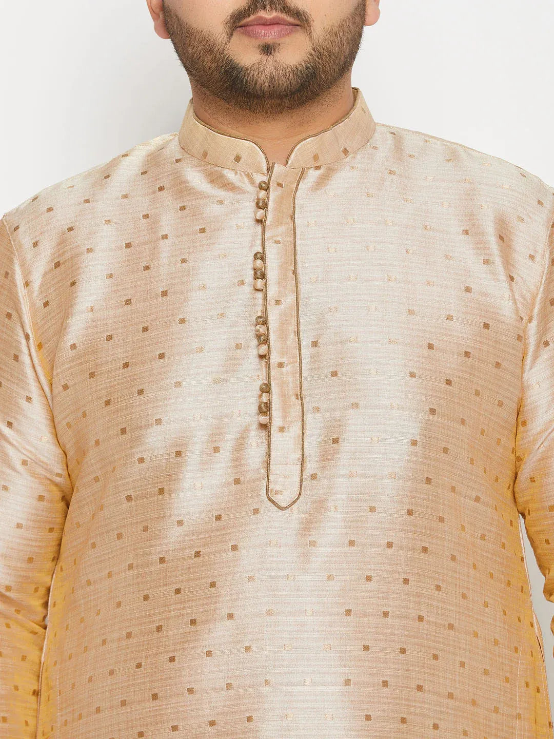 Men's Plus Size Zari Weaved Kurta Dhoti Set