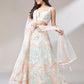 Cream - Net Multi-Sequins Work Semi-Stitched Lehenga