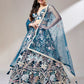 Navy Blue - Net Multi-Sequins Work Semi-Stitched Lehenga