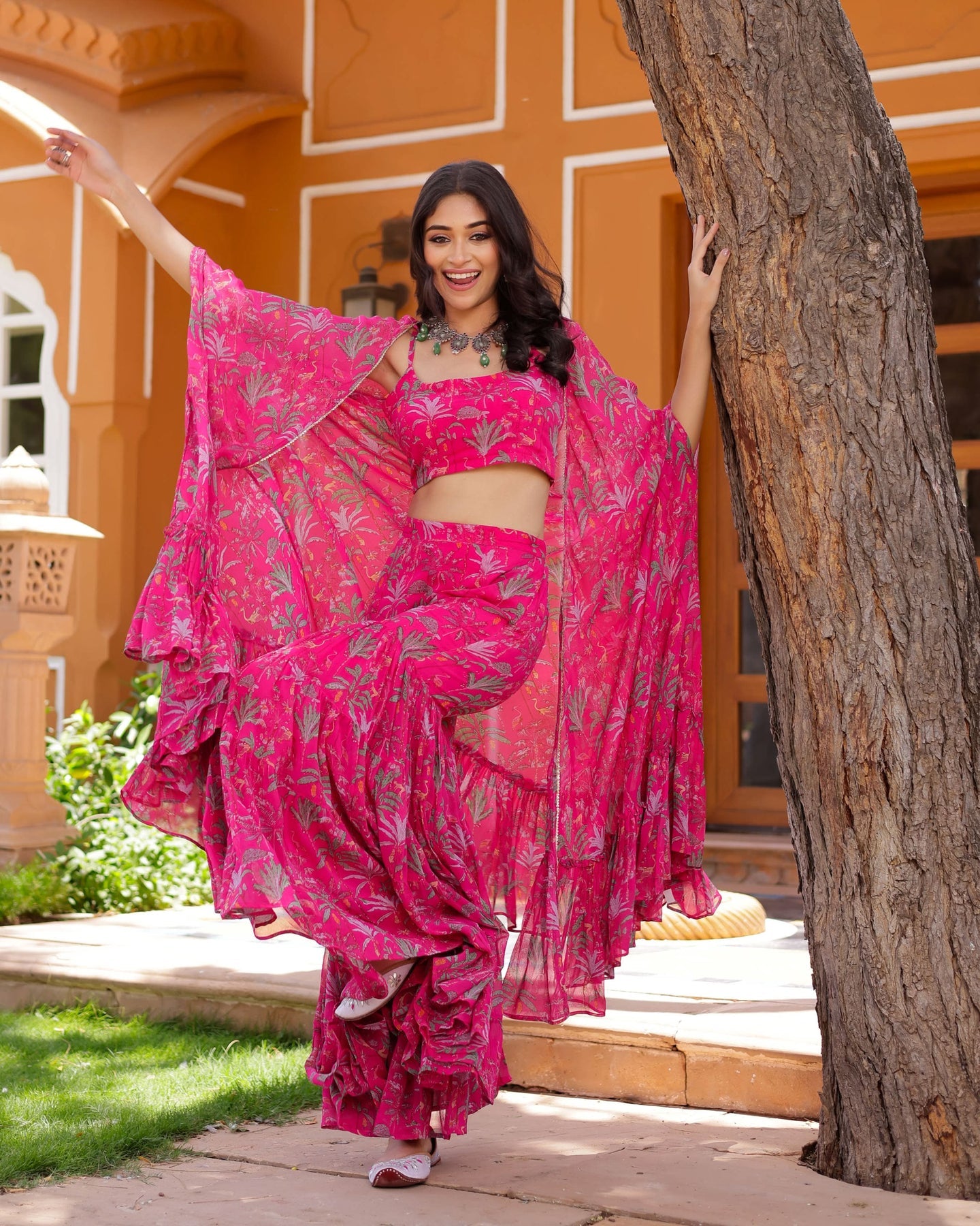 Georgette Cape Sharara Set