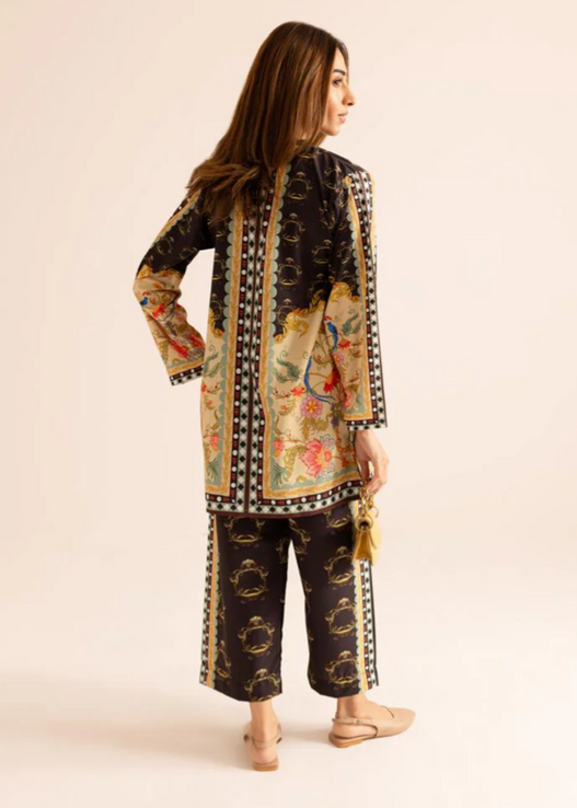 Poly lawn Co Ord Set in Dark brown