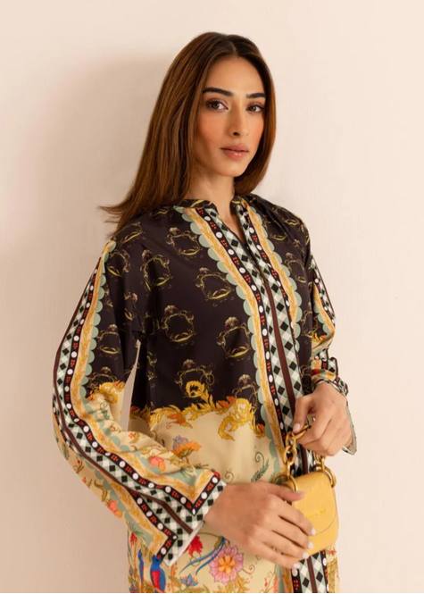 Poly lawn Co Ord Set in Dark brown
