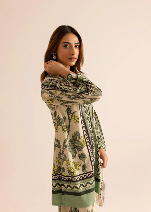 Poly lawn Co Ord Sets in Tea green