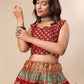 Ready to Wear Lehenga & Unstitched Blouse With Dupatta - Red & Green