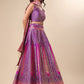 Ready to Wear Lehenga & Unstitched Blouse With Dupatta - Magenta & Gold
