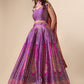 Ready to Wear Lehenga & Unstitched Blouse With Dupatta - Magenta & Gold