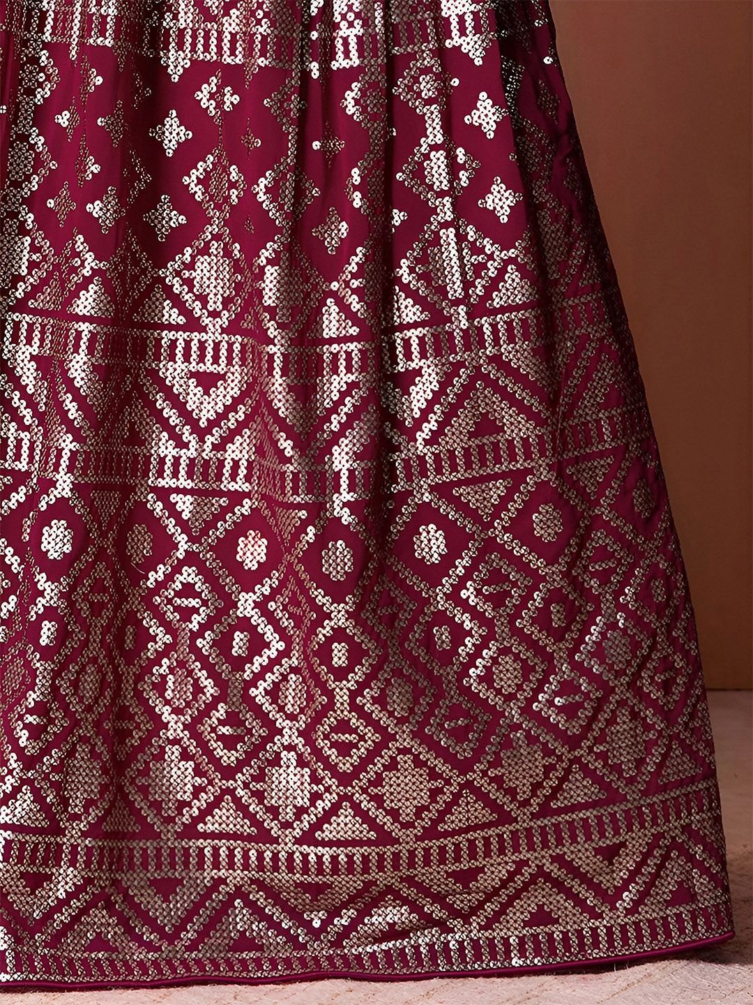 Fascinating Dark Pink Sequins Georgette Festival Wear Lehenga Choli