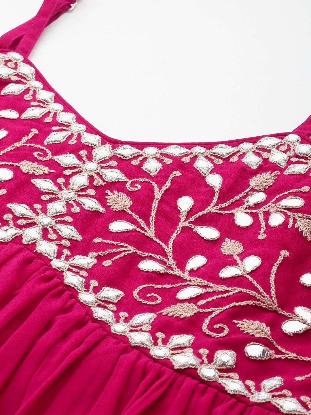Ethnic Motifs Embroidered Gotta Patti Georgette Kurta With Dupatta