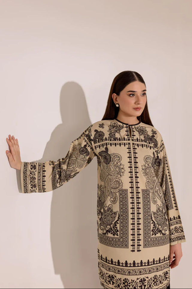 Beige Black Printed Co-Ord Set