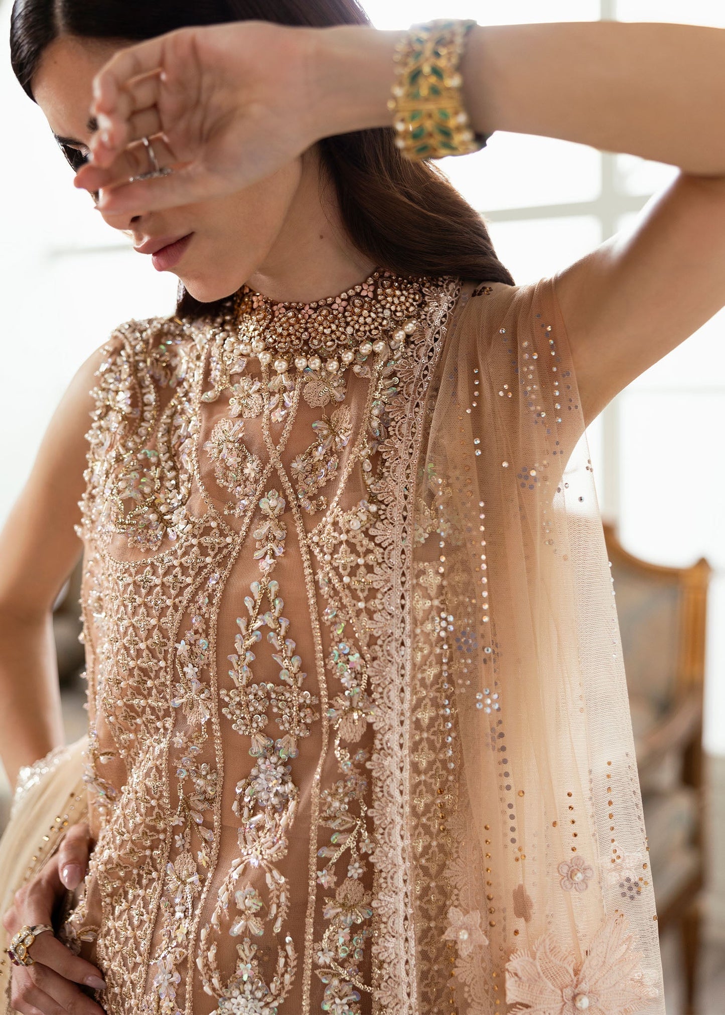 Sequined Embroidered Ada Worked Suit