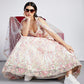 Cream Net Sequins and thread embroidery Semi-Stitched Lehenga choli Dupatta