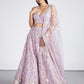 Lavender Net Sequins and thread embroidery Semi-Stitched Lehenga choli & Dupatta