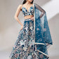 Navy Blue - Net Multi-Sequins Work Semi-Stitched Lehenga