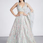 Lime Green Net Sequins and thread embroidery Semi-Stitched Lehenga choli Dupatta