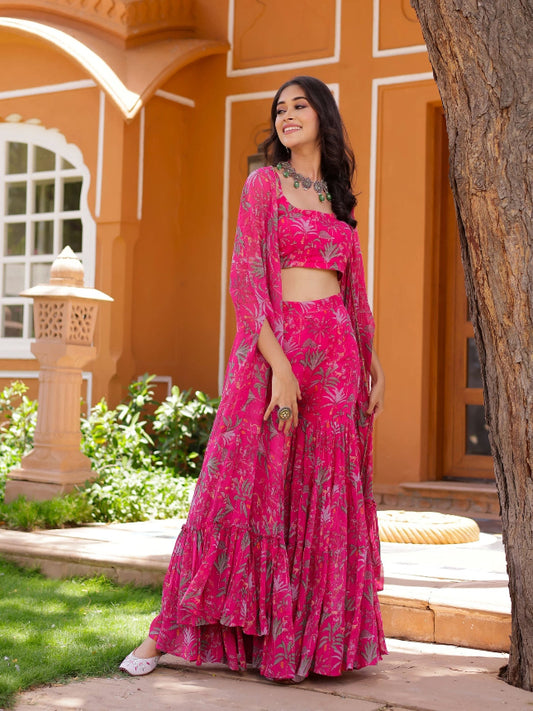 Georgette Cape Sharara Set