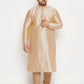 Men's Plus Size Gold Zari Weaved Kurta