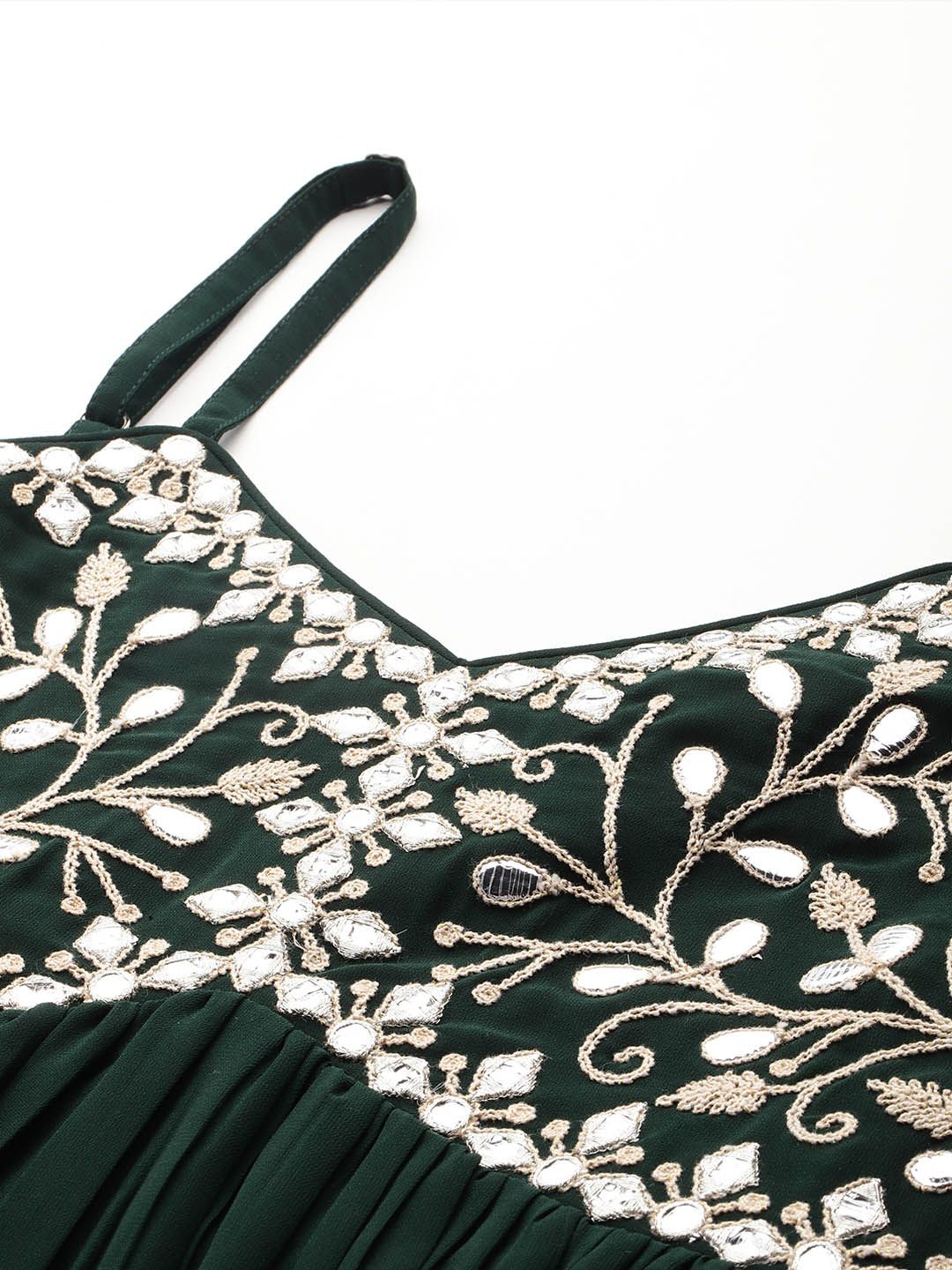 Ethnic Motifs Embroidered Gotta Patti Georgette Kurta With Dupatta
