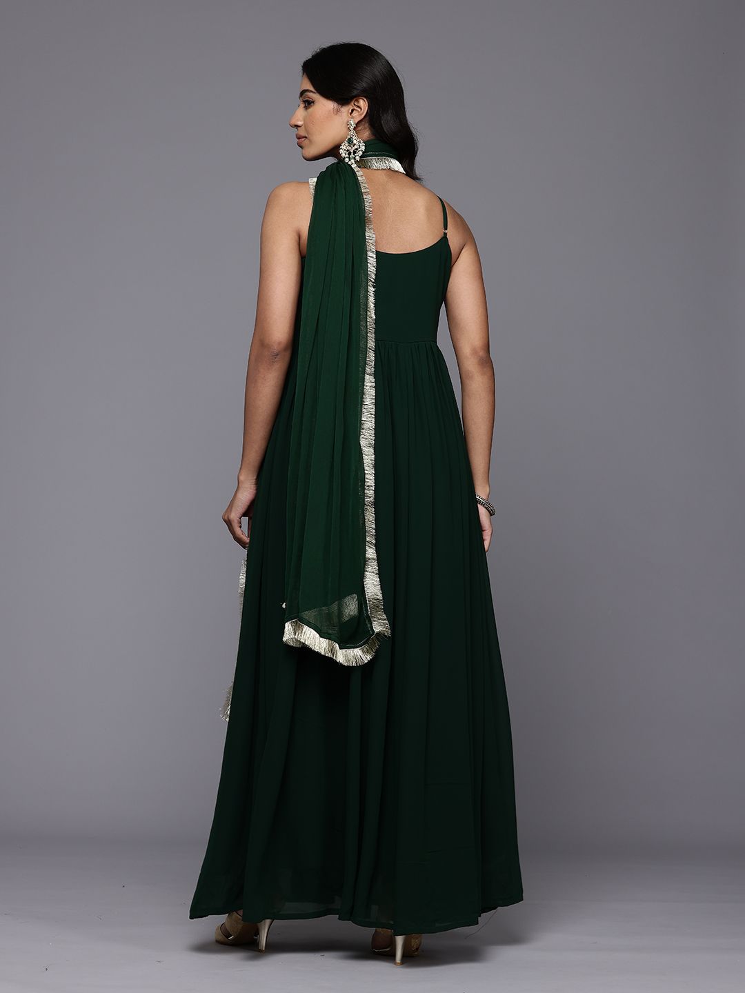 Ethnic Motifs Embroidered Gotta Patti Georgette Kurta With Dupatta